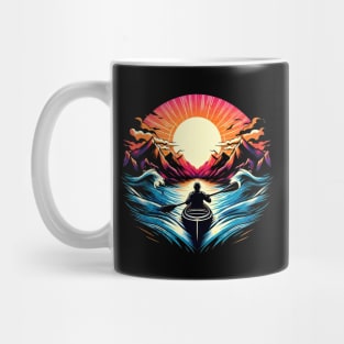 Retro Sunset Kayaking Design Mug